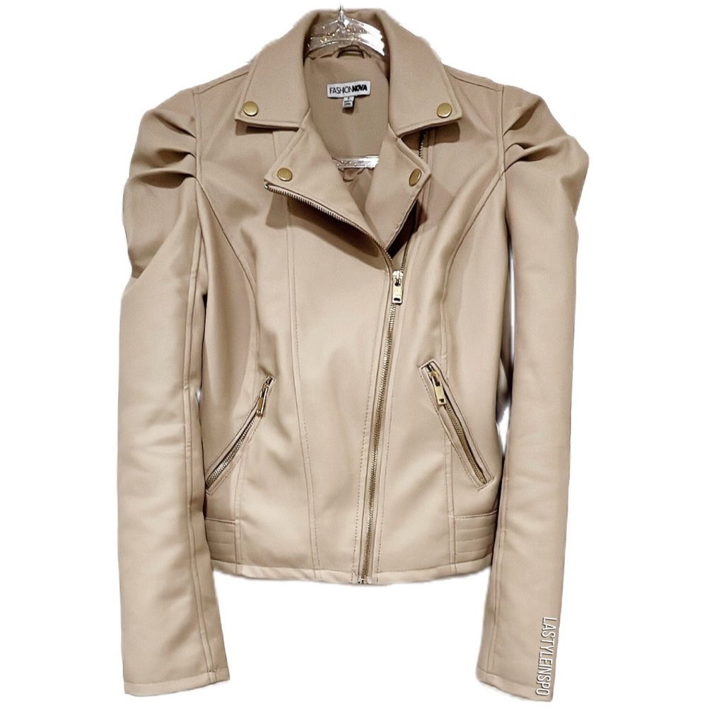 Fashion Nova Rare Jacket Biker Motorcycle with Puff Sleeves Size Small